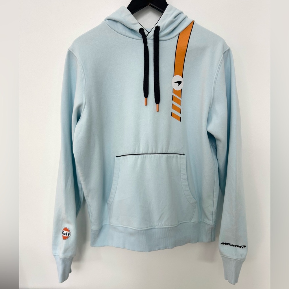 McLaren Gulf Racing Hoodie Men’s Medium Light Blue Official Licensed F1